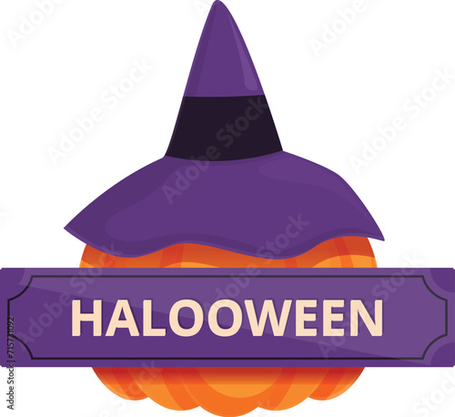 Halloween party sale icon cartoon vector. Autumn card. Evil discount