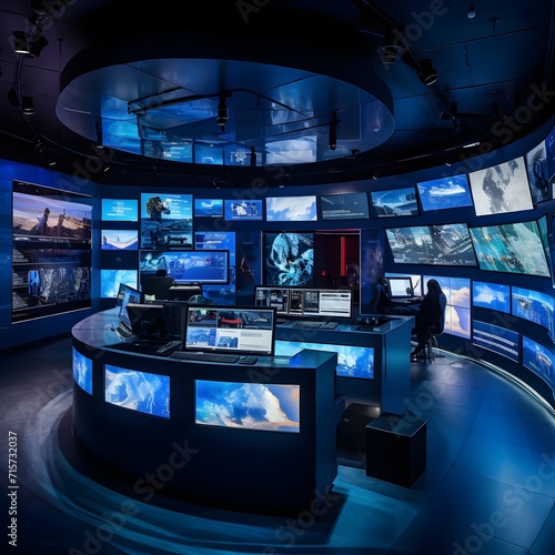 Tech Operations Center: Futuristic Control Room Perspectives