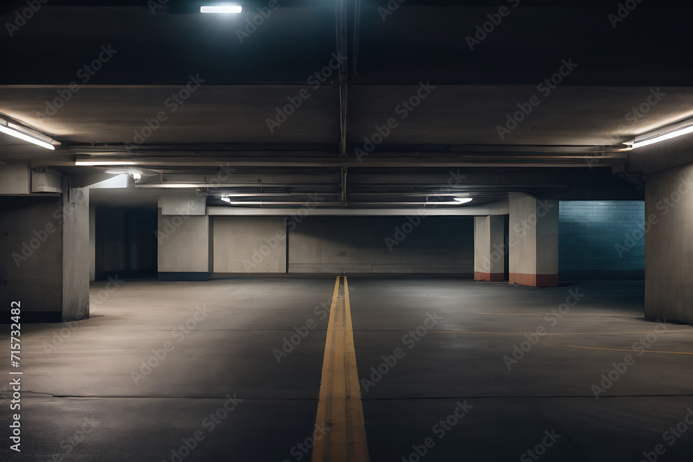 Spacious and Vacant Parking Garage, No Cars or People Present. Generative AI. Spacious and Vacant Parking Garage, No Cars or People Present. Generative AI.