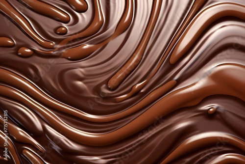 A close-up shot of melted chocolate gracefully dripping down a textured surface, forming an abstract and organic pattern.