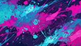 A vivid purple pink and turquoise splatter pattern