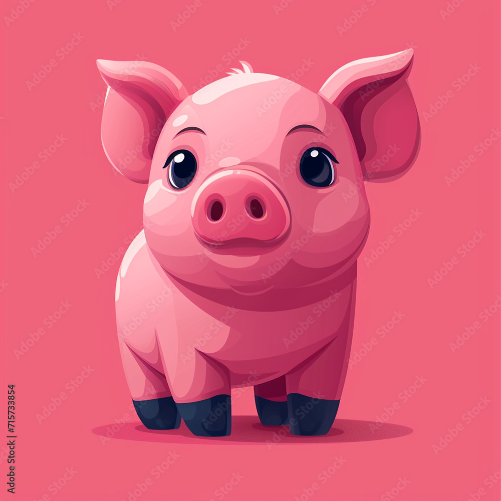 Fototapeta premium flat vector, illustration, logo of funny pig