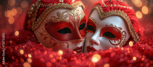 venetian carnival mask on red background  © andreac77