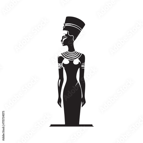Nefertiti's Odyssey: Silhouettes Unveiling the Regal Journey of Egypt's Enigmatic Queen - Nefertiti Illustration - Nefertiti Vector - Queen of Egypt Silhouette
