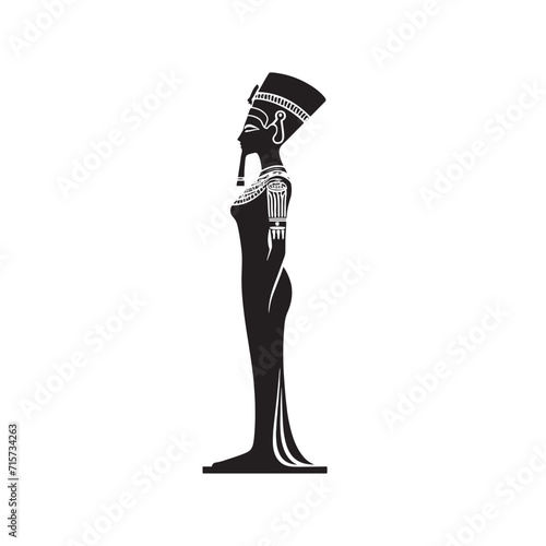 Nefertiti's Radiant Reverence: Silhouetted Tributes to the Queen of Egypt's Eternal Radiance - Ancient Egyptian Queen Illustration - Ancient Egypt Vector
