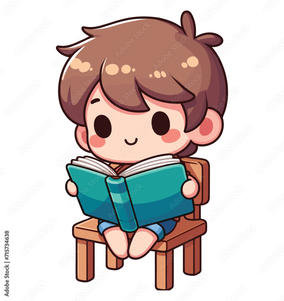 Vector illustration of boy reading book in chair Vector illustration of boy reading book in chair