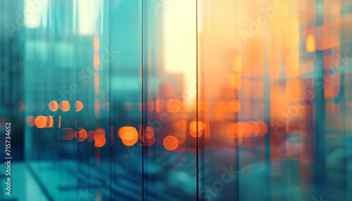 Print op canvas Abstract bokeh, building and blurred architecture background for design, finance and financial business center