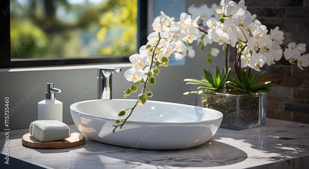 A delicate white flower sits elegantly in a ceramic vase on a porcelain table, bringing a touch of nature and serenity to the indoor space A delicate white flower sits elegantly in a ceramic vase on a porcelain table, bringing a touch of nature and serenity to the indoor space
