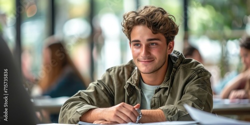 Student man studying