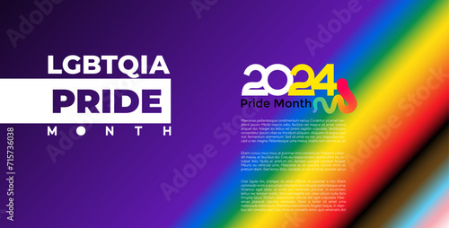 Inclusive Pride background with Pride flag colours. 2024 Rainbow Stripes Wallpaper in Gay Pride Colours. LGBT Pride Month. Lesbian Gay Bisexual Transgender. Poster, card, banner. Vector illustration.