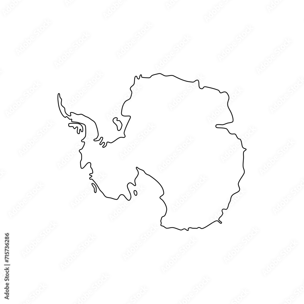 Obraz premium Antarctica map vector outline, Easy and smooth style. 