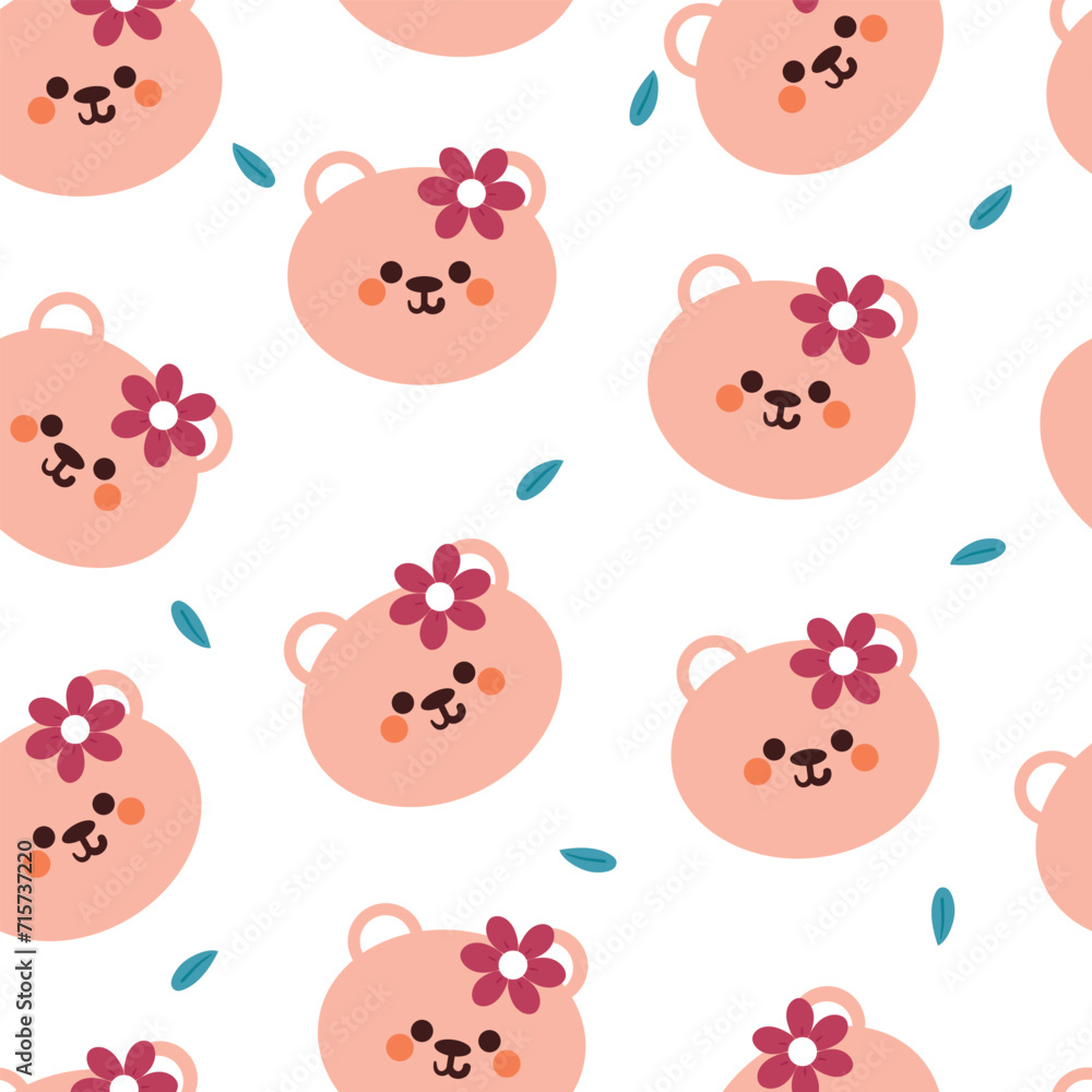 seamless pattern cartoon bears cute animal wallpaper illustration for gift wrap paper