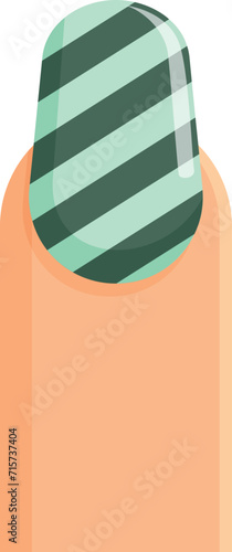 Striped fashion nail icon cartoon vector. Hand female beauty. Acrylic salon