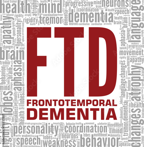 Frontotemporal Dementia word cloud conceptual design isolated on white background.