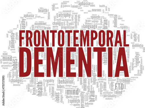 Frontotemporal Dementia word cloud conceptual design isolated on white background.