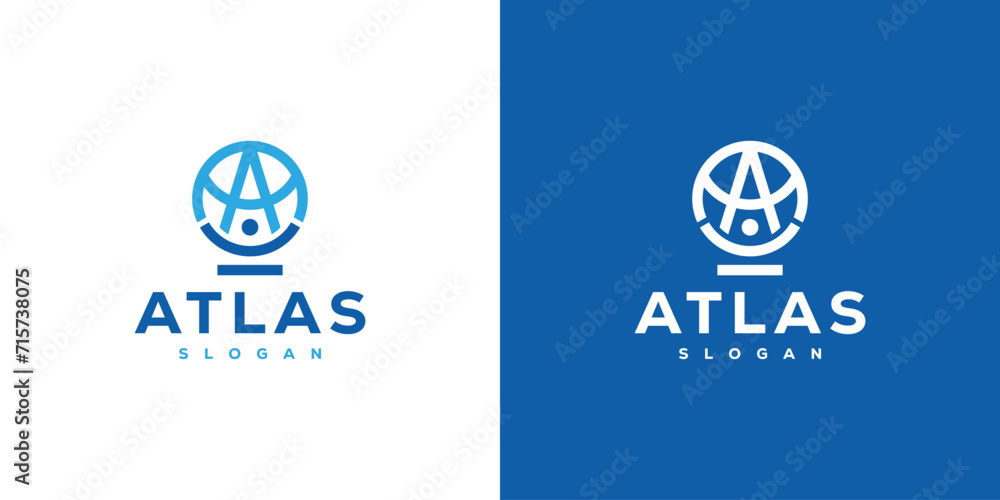 Creative Atlas Logo. Letter A and Globe with Modern Style. Global Logo Icon Symbol Vector Design Template. Creative Atlas Logo. Letter A and Globe with Modern Style. Global Logo Icon Symbol Vector Design Template.