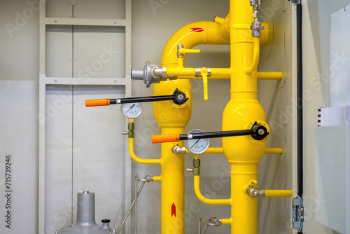 Pipes of gas boiler station...