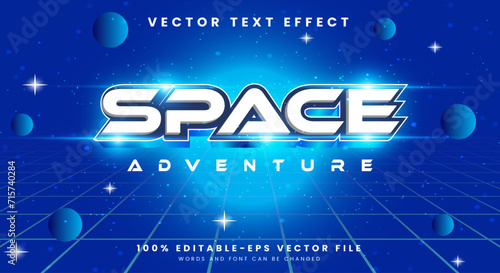 Space Adventure 3D editable text effect with outer space style template