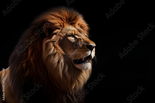 Portrait of Lion on Isolated on Background - Ai Generated