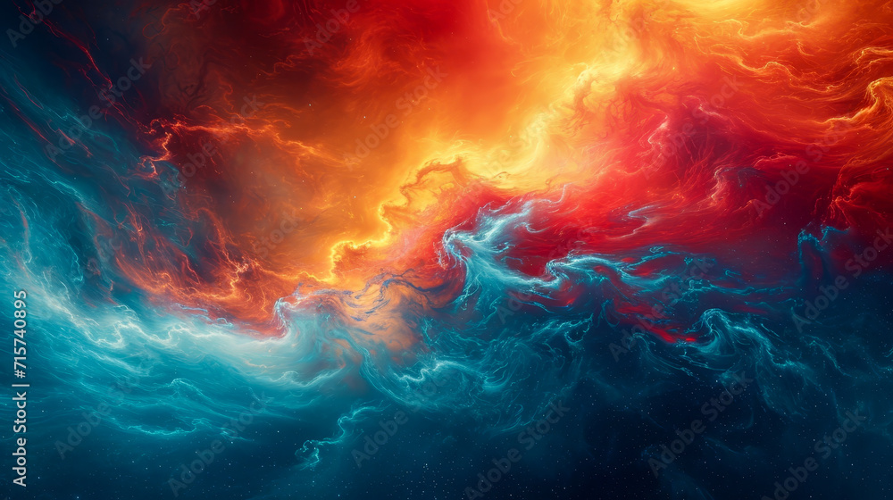 Fiery and Icy Abstract Cosmic Phenomenon
