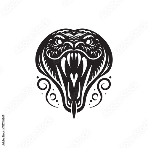 Vipers in the Void: Exploring the Sinuous Beauty of Snake Face Silhouettes in an Artistic Tapestry - Snake Illustration - Snake Vector 