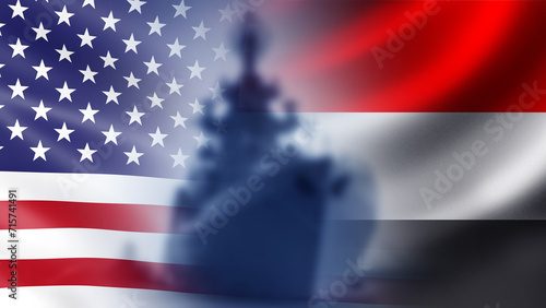 Foto Ship with Yemeni and US flags