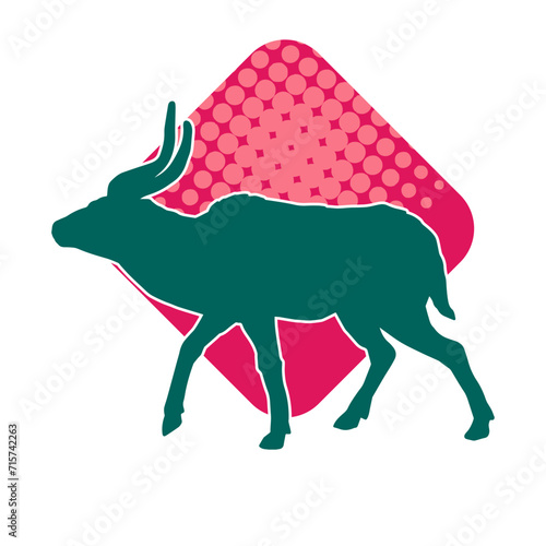 Silhouette of an wild antelope animal running.