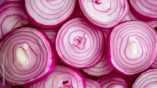 red onion slices close-up, wallpaper, texture, pattern or background photo