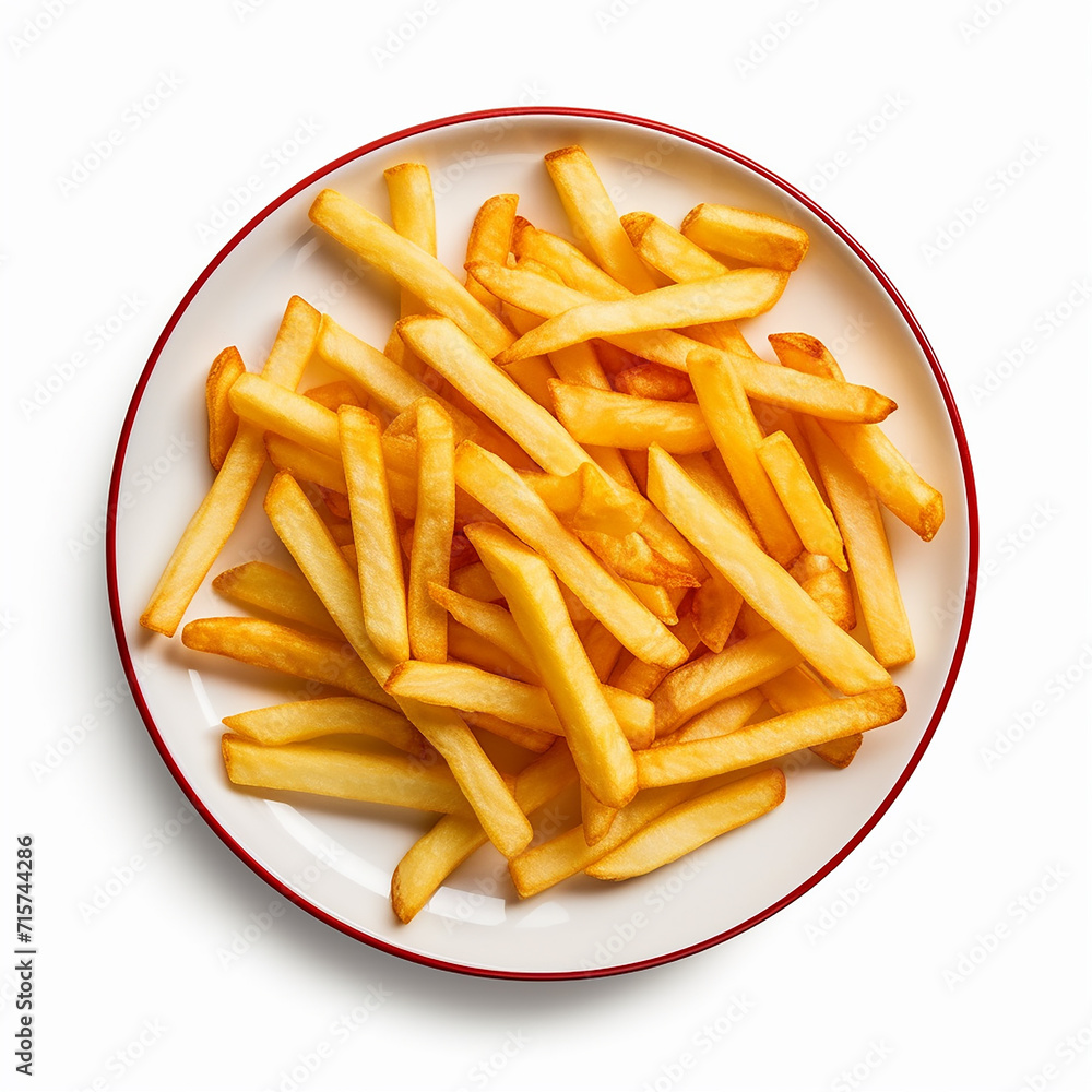 French fries plate isolated on a white background French fries plate isolated on a white background