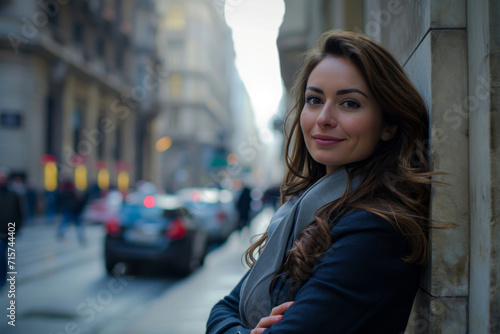 Portrait, street business and woman in the city for freelancer, commute and urban travel. Happy, confident and young female entrepreneur walking and smiling for exploration, leadership and corporate