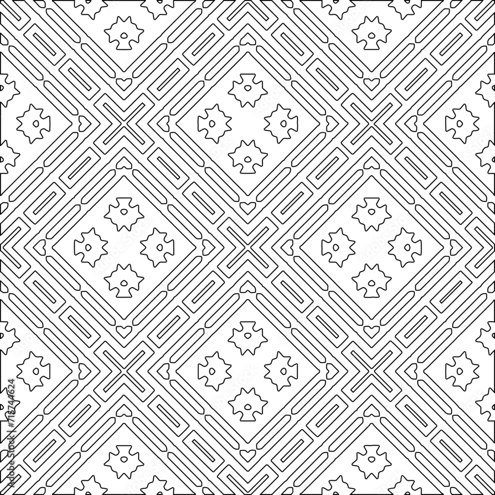 Fototapeta premium Abstract shapes from lines. Vector graphics for design, prints, decoration, cover, textile, digital wallpaper, web background, wrapping paper, clothing, fabric, packaging, cards.Repeat patterns.