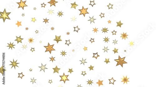 Stars - Banner with golden decoration. Festive border with falling glitter dust and stars.