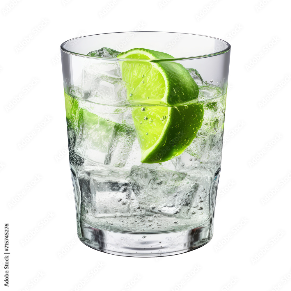 A glass of tonic water with lime. Isolated on transparent background. A glass of tonic water with lime. Isolated on transparent background.