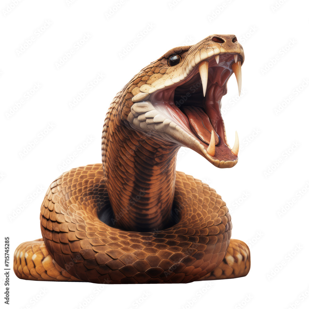Fototapeta premium A large brown snake. Isolated on transparent background.