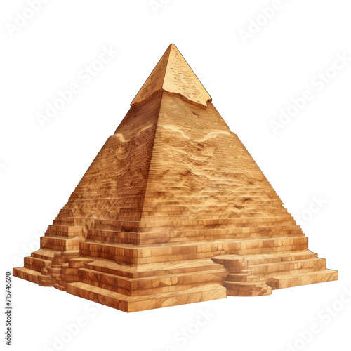 Ancient Egyptian pyramid. Isolated on transparent background.