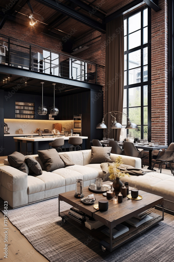 Cozy modern loft with comfortable design elements Cozy modern loft with comfortable design elements