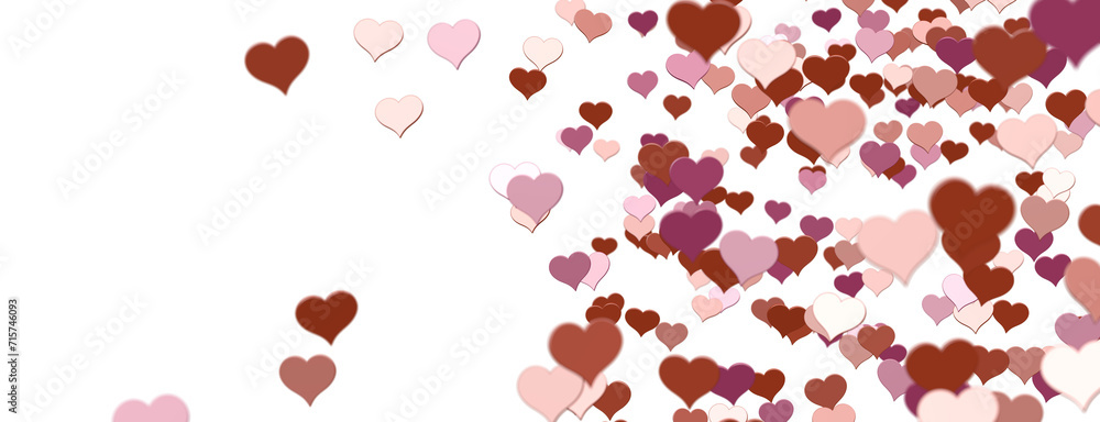 realistic isolated heart confetti on the transparent background for decoration and covering. Concept of Happy Valentine's Day,