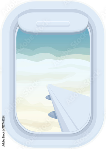 Trip airplane window icon cartoon vector. View discover. Inside travel