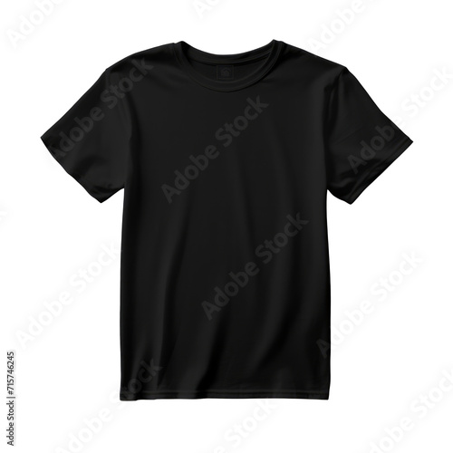 Black shirt front view. Isolated on transparent background.