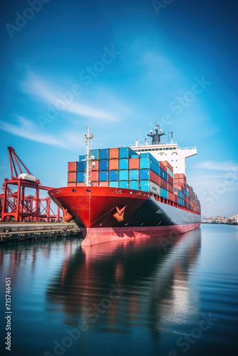 Wallpaper Mural Large cargo ship with containers in the port Torontodigital.ca