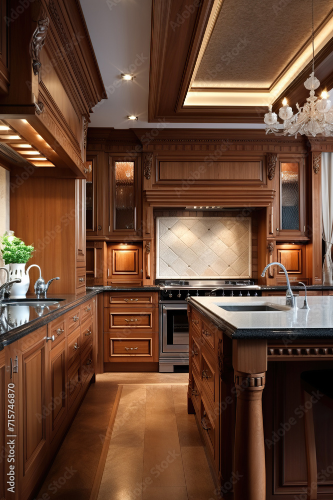 Luxury domestic kitchen with elegant wooden design Luxury domestic kitchen with elegant wooden design