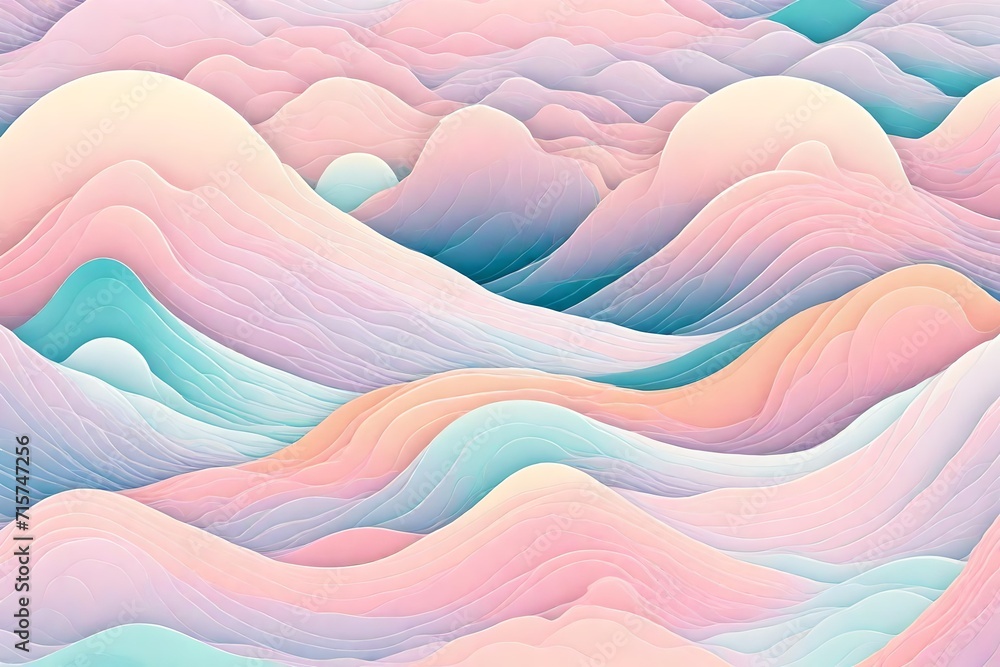 Obraz premium Wavy Pastel Dreamscape