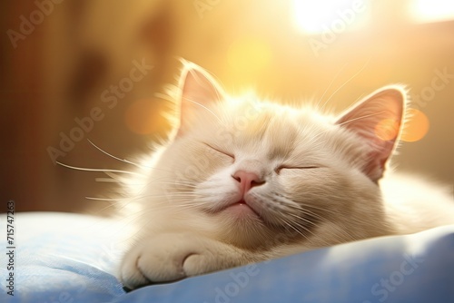 cat sleeping on the bed