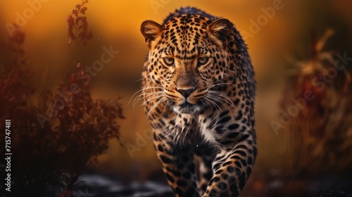 Leopard in the wild, natural habitat.The look of a predator. A wild cat. © Cherkasova Alie