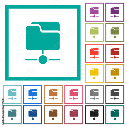 Network drive flat color icons with quadrant frames