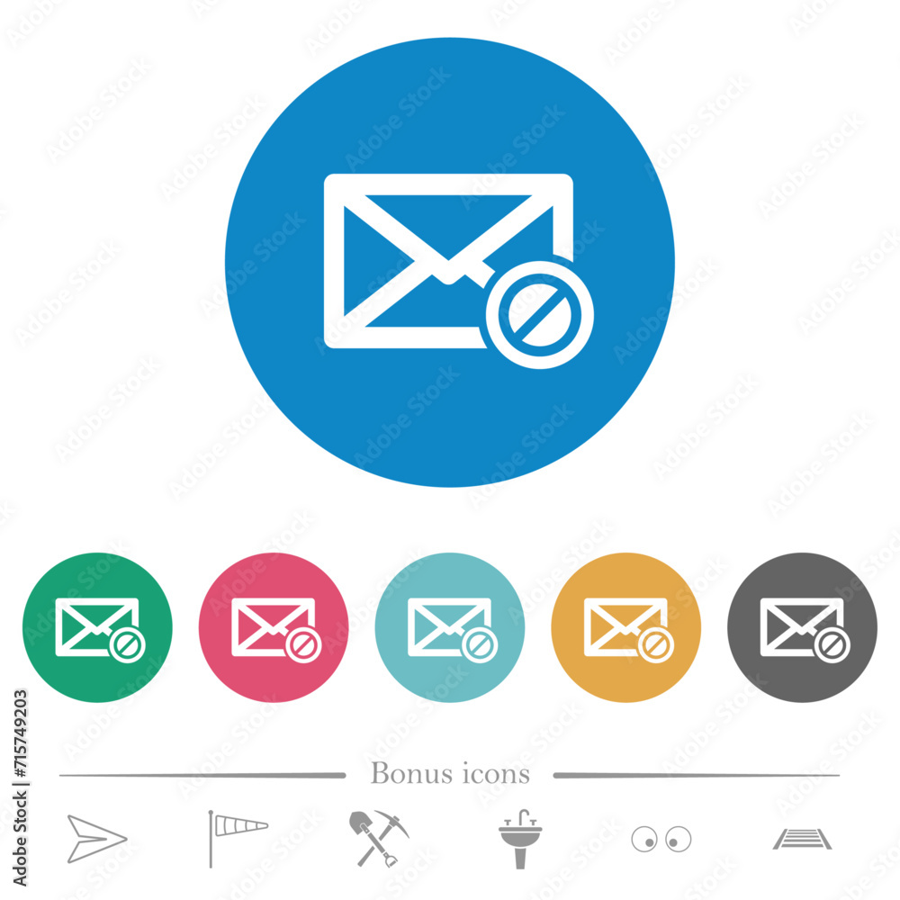 Forbidden mail flat round icons Forbidden mail flat round icons