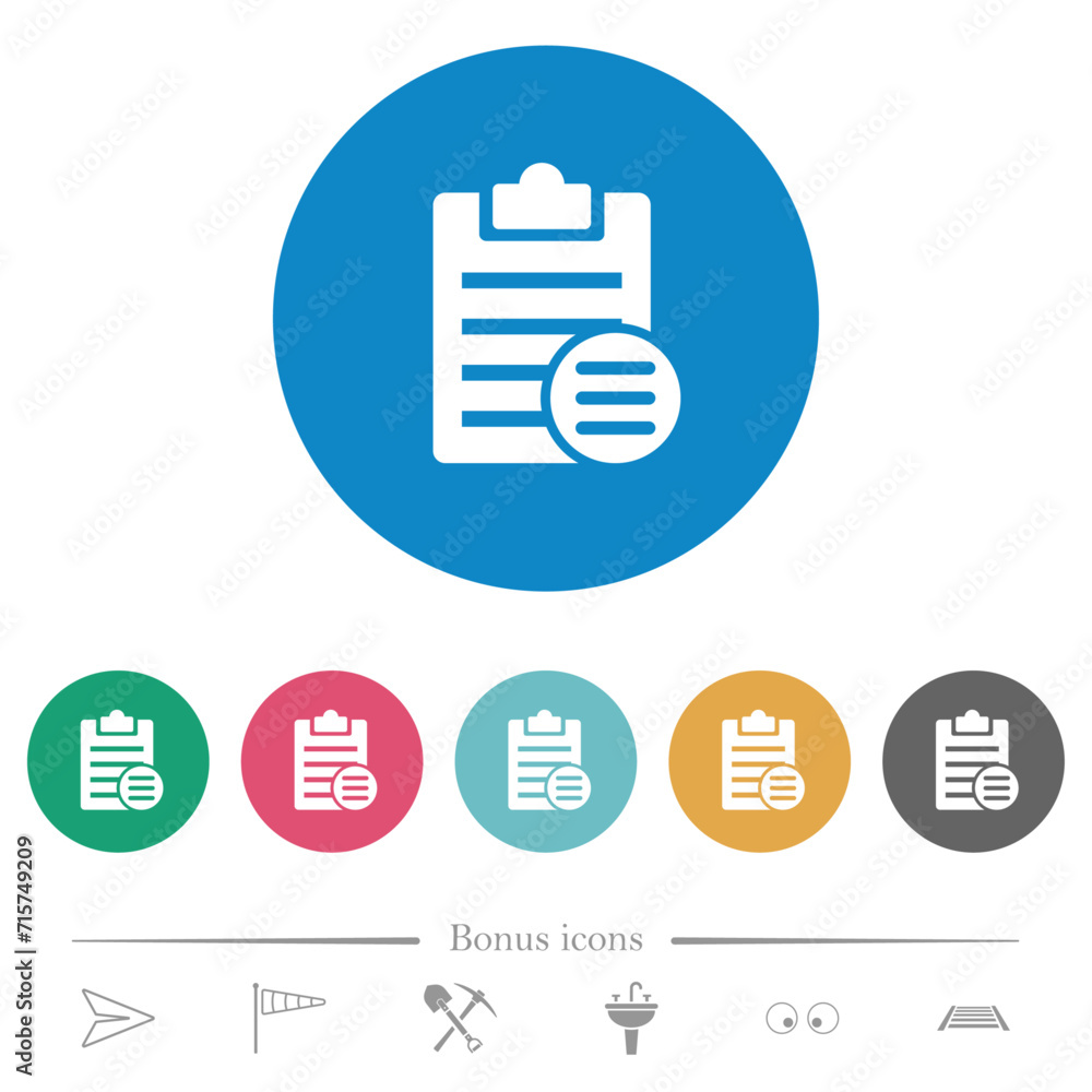 Note options flat round icons Note options flat round icons