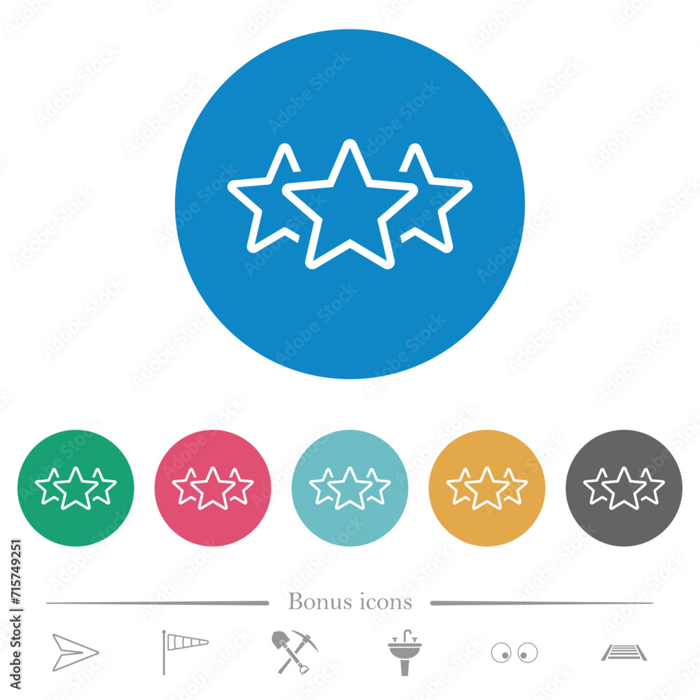 Three star rating outline flat round icons Three star rating outline flat round icons