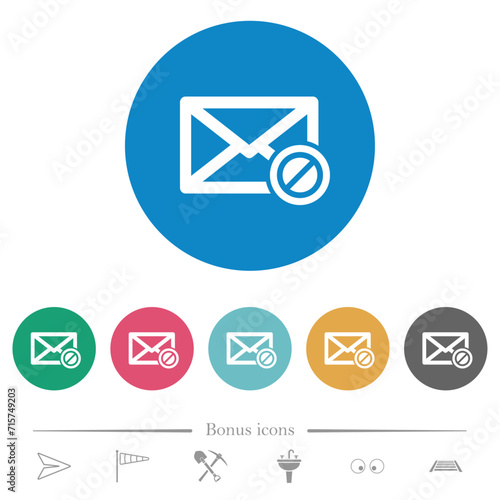 Forbidden mail flat round icons