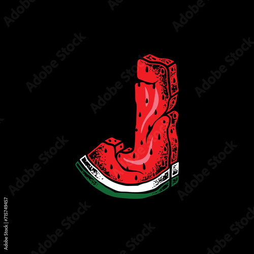 J Watermelon Font Vector Design